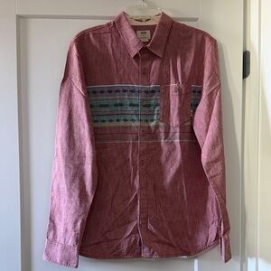 Vans off the wall Red Casual Patterns Button Down Long Sleeve Shirt M